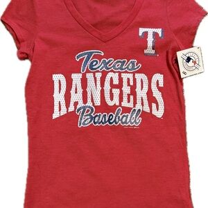 Texas Rangers Baseball Ladies V-Neck | MLB Fan Tee